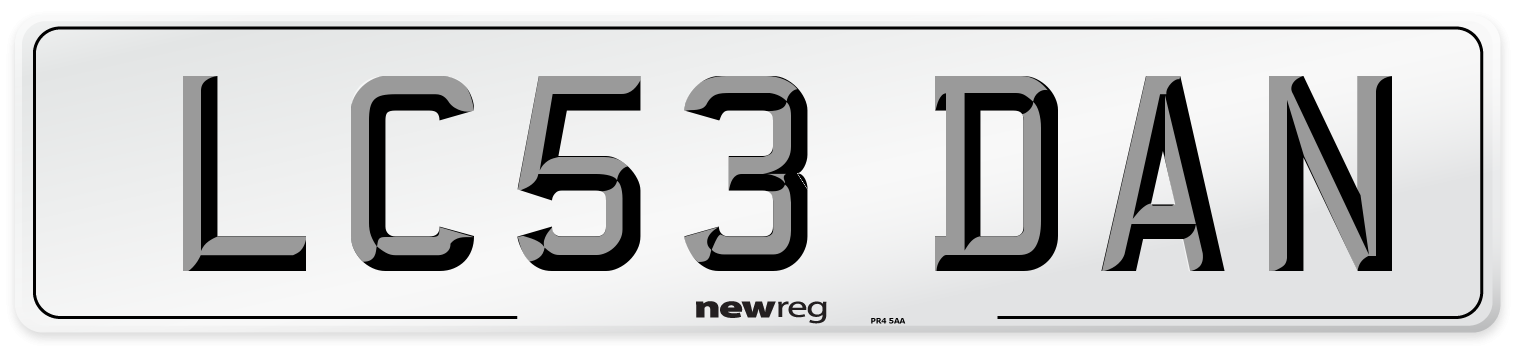 LC53 DAN Number Plate from New Reg